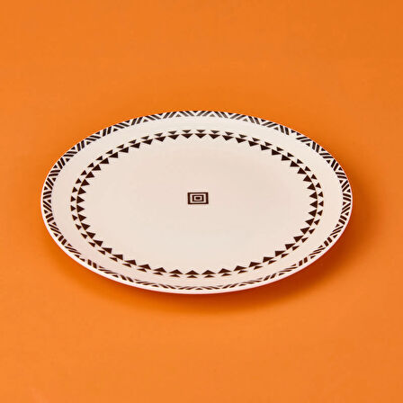 Kitchen Ethnic Pasta Tabağı - Siyah / Beyaz - 19 cm