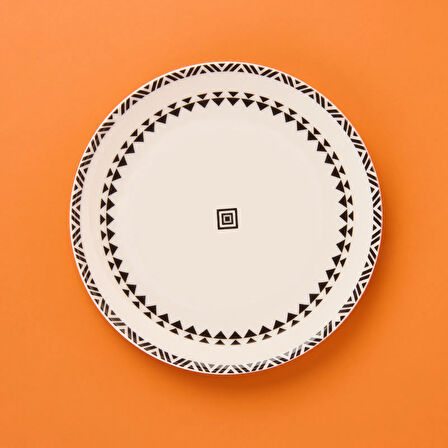Kitchen Ethnic Pasta Tabağı - Siyah / Beyaz - 19 cm