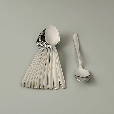 Buket Sade 12'li Çay Kaşığı - Gümüş - 11,5 cm