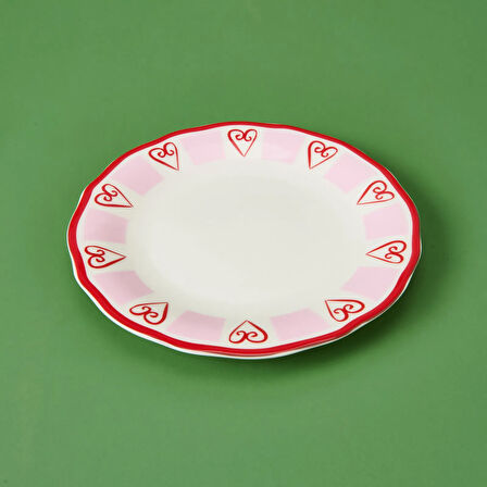 Kitchen Love Tatlı Tabağı - Pembe / Beyaz - 20 cm