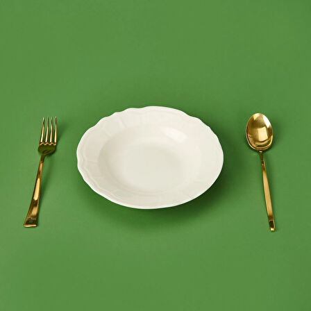 Porselen Tiffany Yemek Tabağı - Krem - 21 cm