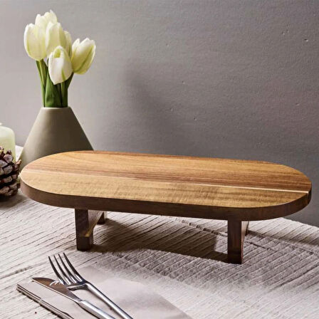 Morry Akasya Sunumluk - Kahverengi - 39x17 cm