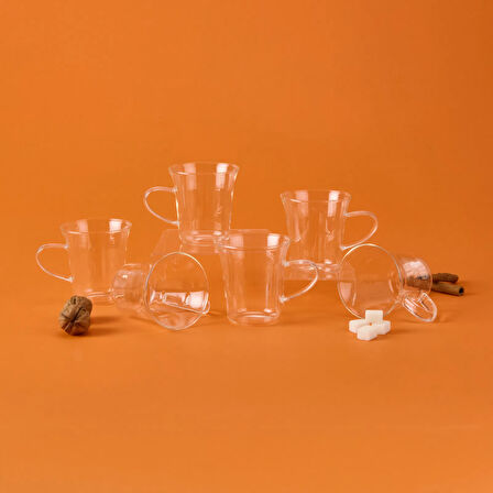 6'lı Çay Fincan Seti - Şeffaf - 170 ml