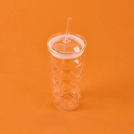 Pipetli Cam Bardak - Şeffaf - 480 ml