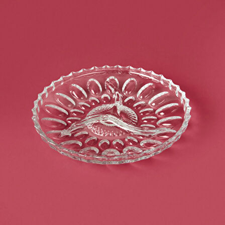 Glass 3 Bölmeli Cam Kahvaltı Sunum Tabağı - Şeffaf - 22 cm