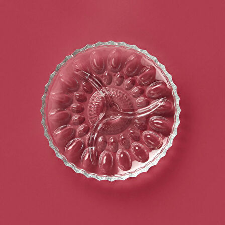 Glass 3 Bölmeli Cam Kahvaltı Sunum Tabağı - Şeffaf - 22 cm