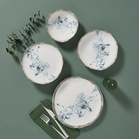 Porselen Roden 24 Parça Yemek Takımı - Mavi