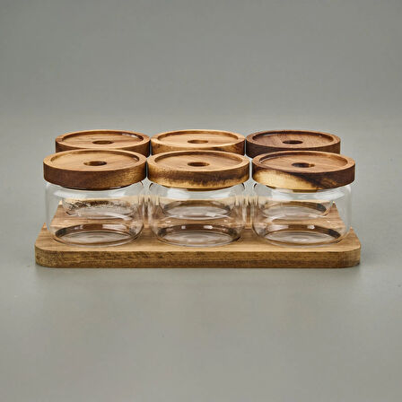 Akasya 6'lı Kahvaltılık Takımı - Kahverengi / Şeffaf - 29x19,5 cm