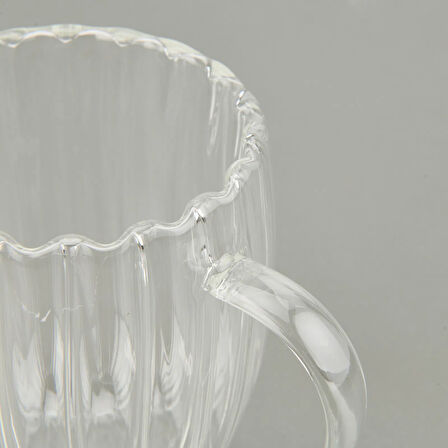 Çift Cidarlı Çizgili Bardak - Şeffaf - 350 ml