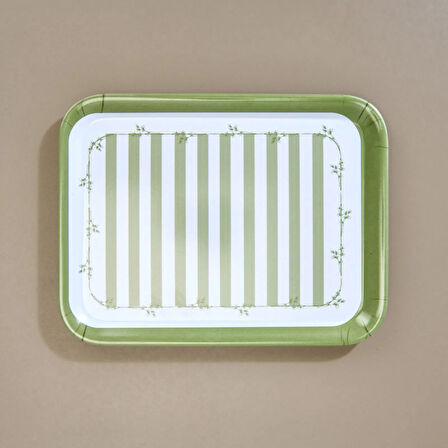 Kitchen Blad Tepsi - Yeşil / Beyaz - 27x21 cm