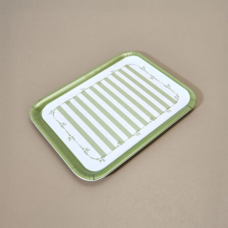 Kitchen Blad Tepsi - Yeşil / Beyaz - 27x21 cm