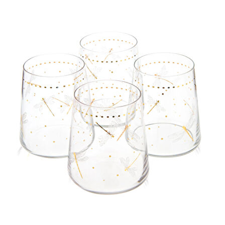 Dragonfly 4'lü Su Bardağı - Renkli - 420 ml