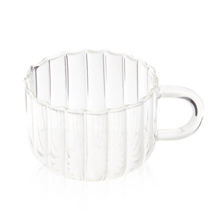 Çizgili Isıya Dayanıklı Cam Kupa - Şeffaf - 250 ml