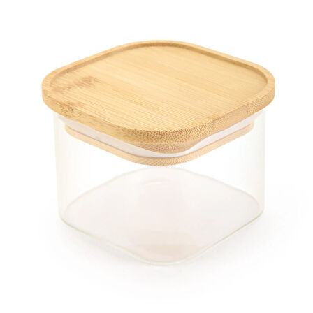 4'lü Cam Kahvaltılık - Şeffaf / Açık Kahverengi - 10x10 cm