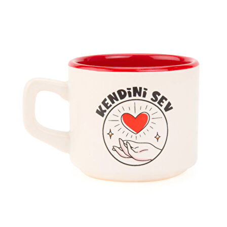 Tasarım Kendini Sev Sloganlı Venüs Kupa - Renkli - 195 ml