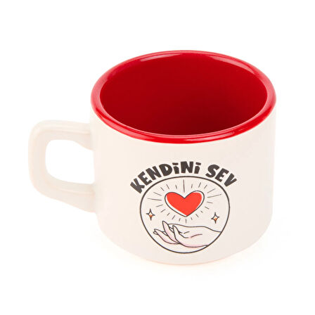 Tasarım Kendini Sev Sloganlı Venüs Kupa - Renkli - 195 ml