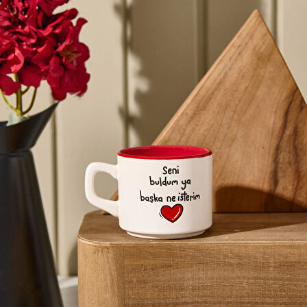 Tasarım Seni Buldum Ya Başka Ne İsterim Sloganlı Venüs Kupa - Renkli - 195 ml