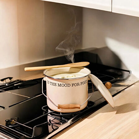 Emaye Büyük Bakraç - Krem - 20x20 cm