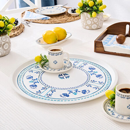 Home Santorini Yuvarlak Tepsi - Renkli - 35,5 cm