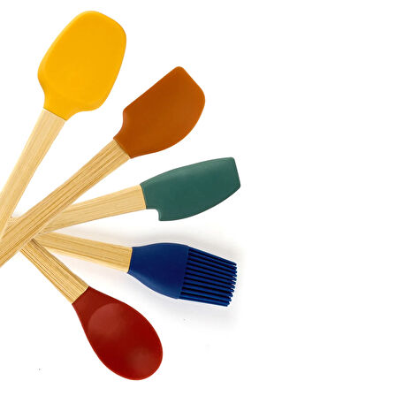 5'li Silikon Spatula Seti - Renkli - 21 cm