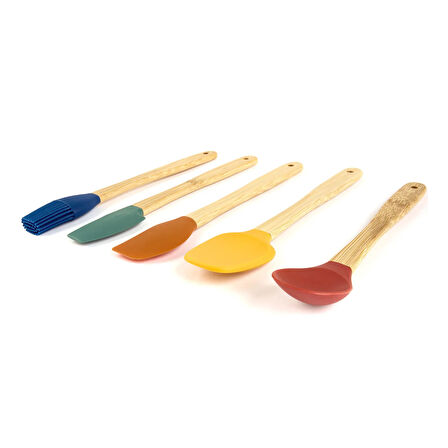 5'li Silikon Spatula Seti - Renkli - 21 cm