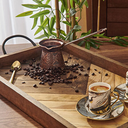 Metal Desenli Cezve No:4 - Kahverengi - 170 ml