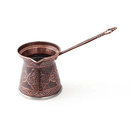 Metal Desenli Cezve No:6 - Kahverengi - 390 ml