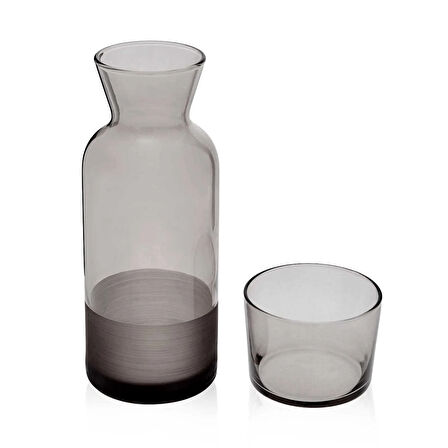 Matte Bardaklı Sürahi - Siyah - 700 ml