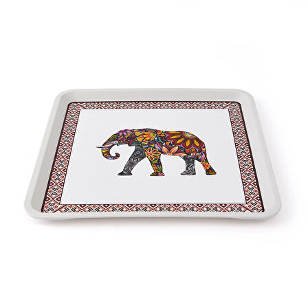 Home Fil Desenli Alaçatı Kare Tepsi - 32,5x32,5 cm