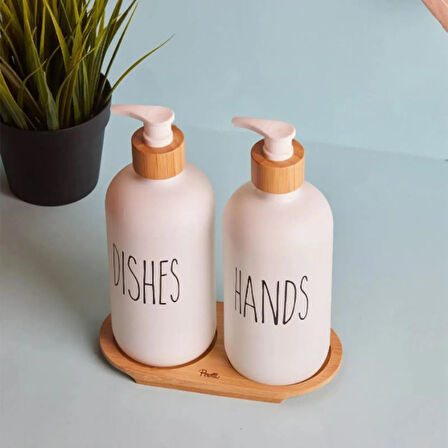 Lotion 2 li Mutfak Sıvı Sabunluk Seti - Beyaz - 500 ml