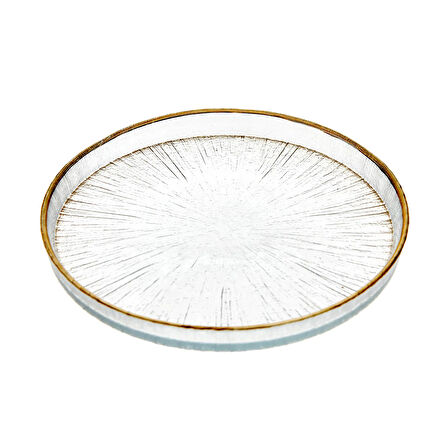 Rexy Yaldızlı Cam Tabak - 16 cm