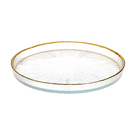 Rexy Yaldızlı Cam Tabak - 16 cm