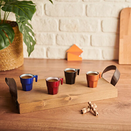 Casablanca 4'lü Metalik Espresso Fincan Seti - 70 ml