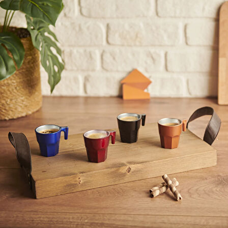 Casablanca 4'lü Metalik Espresso Fincan Seti - 70 ml