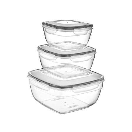 Fresh Box Kare 3'lü Saklama Kabı - 600-1000-1700 ml