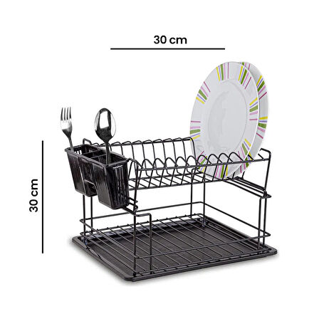 KB010 2 Katlı Bulaşıklık - Siyah
