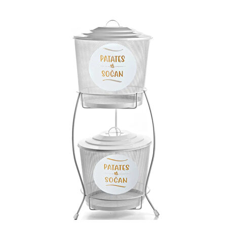 Metal 2 Katlı Sebzelik - Beyaz