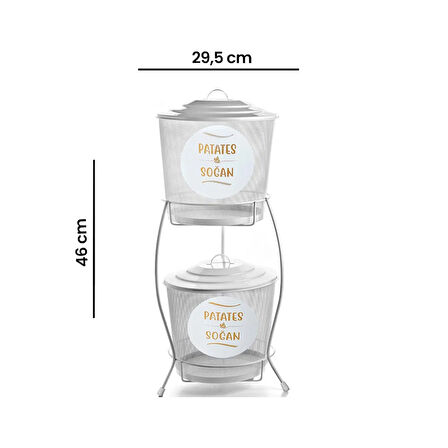 Metal 2 Katlı Sebzelik - Beyaz