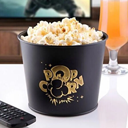 Metal Popcorn Kovası - Siyah