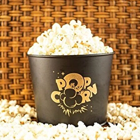 Metal Popcorn Kovası - Siyah