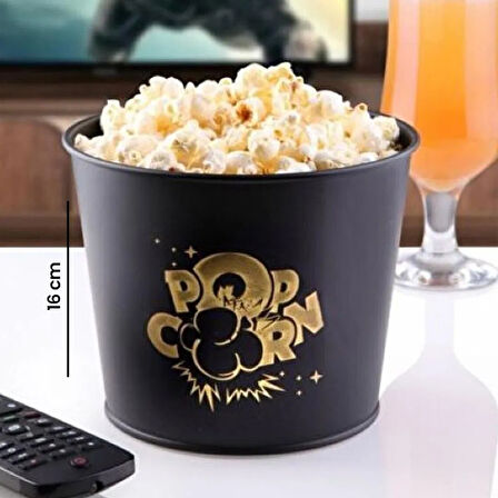 Metal Popcorn Kovası - Siyah