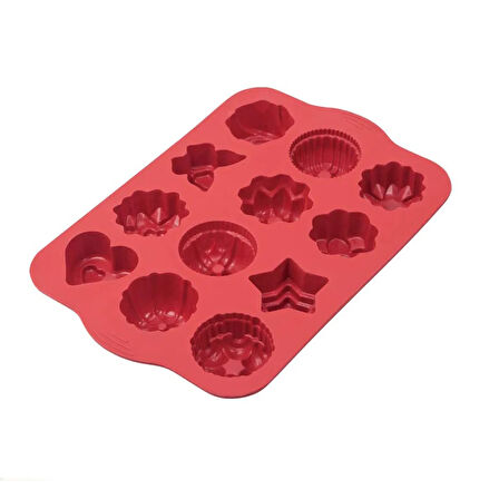 12'li Karma Kek Kalıbı - Kırmızı