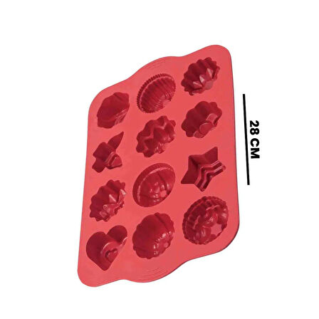 12'li Karma Kek Kalıbı - Kırmızı