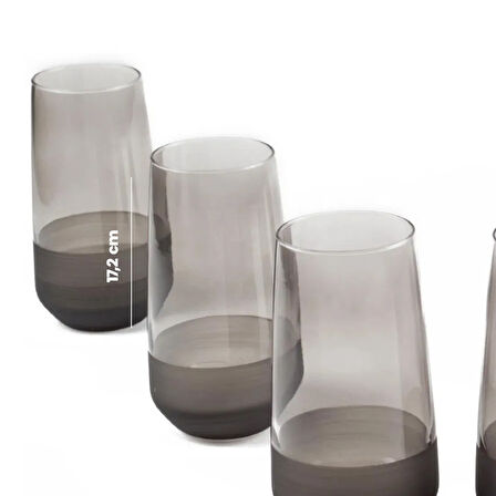 Matte 6'lı Bardak - Füme - 520 ml