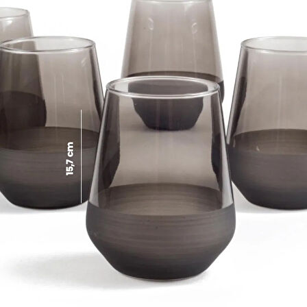 Matte 6'lı Bardak - Füme - 420 ml