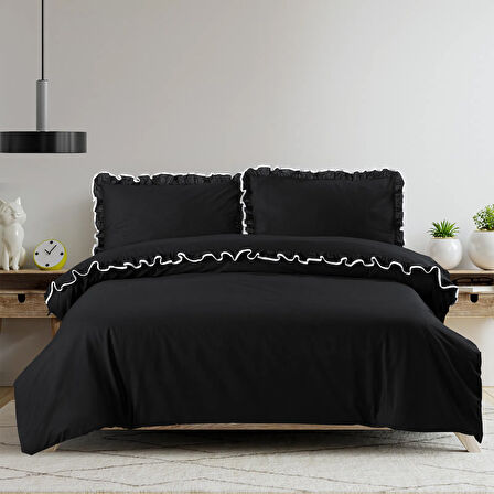 Soft Noirelle Çift Kişilik Nevresim Takımı - Siyah