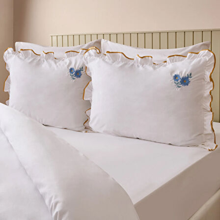 Soft Anthos Çift Kişilik Nevresim Takımı - Beyaz