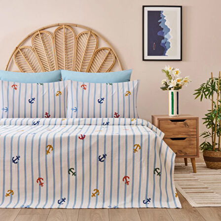 Soft Marina Çift Kişilik Pike Takımı - Beyaz