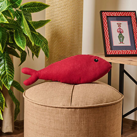 Soft Balık Figürlü Yastık - Kırmızı - 40x16 cm