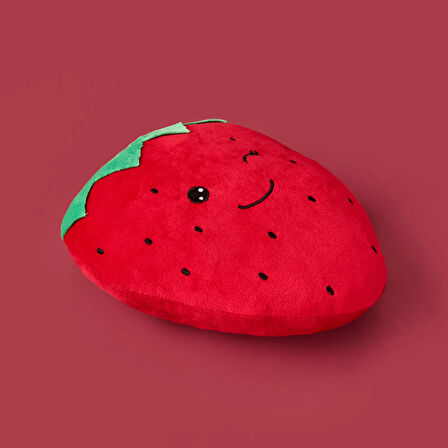 Soft Çilek Figürlü Yastık - Kırmızı - 25 cm